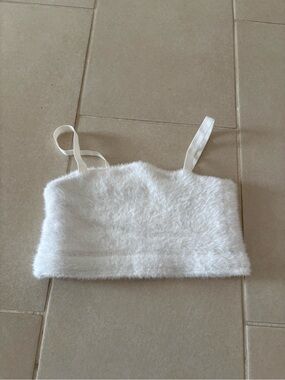 NWOT Gymshark x Whitney Simmons Eyelash Knit Bandeau Crop Top - White - Small